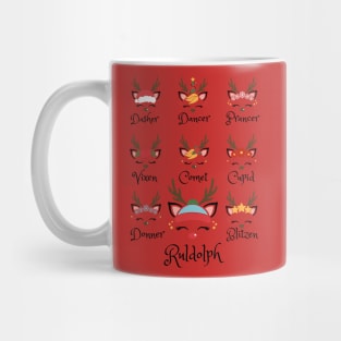 Santa's Reindeers Black Mug